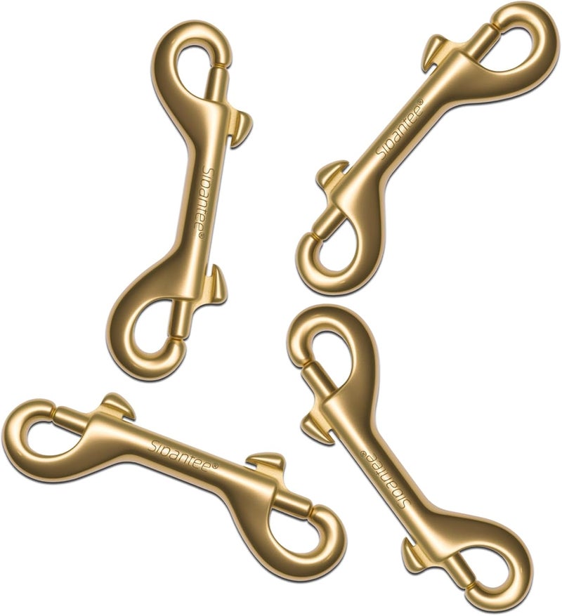 sipantee 4PCS Solid Brass Double End Snap Hook Diving Clips Scuba Diving Hook Gold Scuba Diving Clips 4.1 Inch Double End Snaps for Heavy Duty Double Snap Hook Double Sided Clip Double End Trigger Clip - Image 4